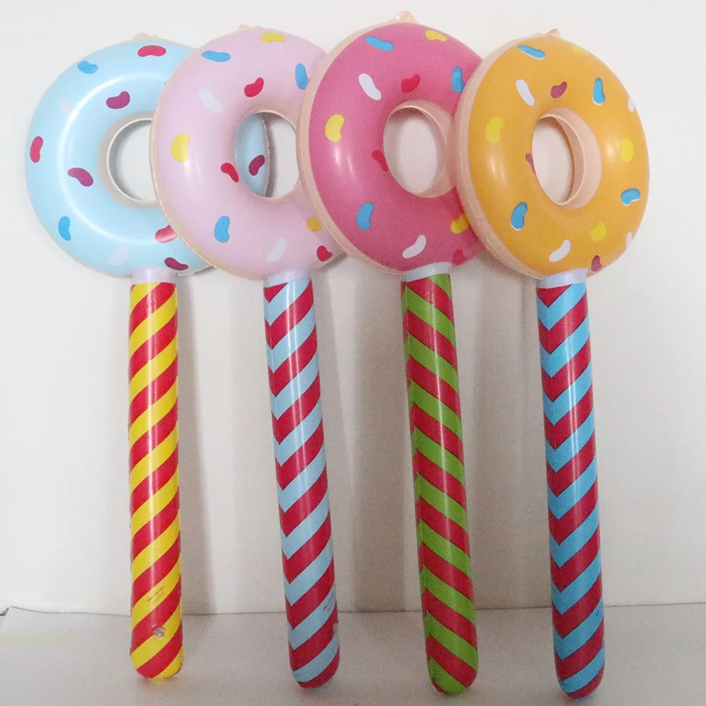 80cm Donut Inflatable Balloon Sticks Sweet Girls Doughnuts Party Ballon Gifts Kids Happy Candy Theme Birthday Party Decor Balons