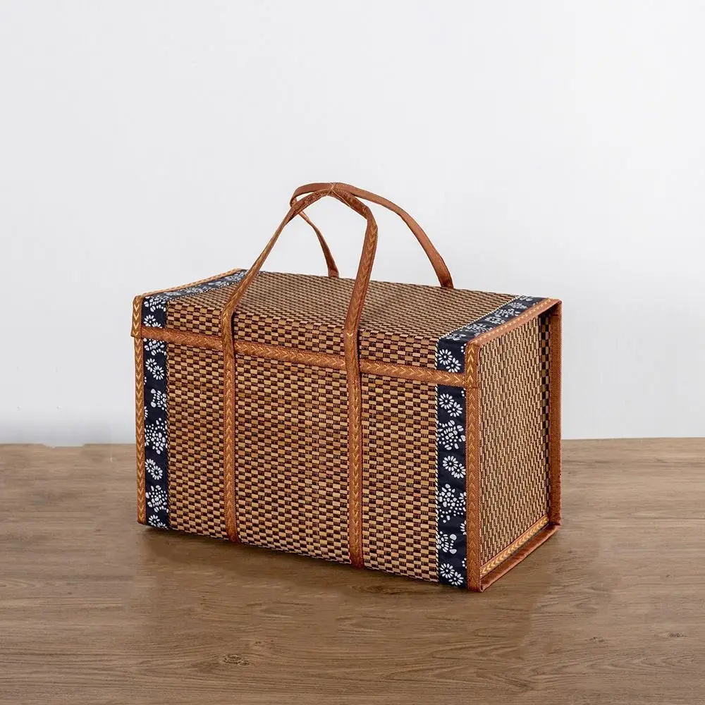 Camping Portable Storage Box Hand-Woven Basket Folding Bamboo Basket  Picnic Basket Pastoral Bamboo Woven Bamboo Products 5