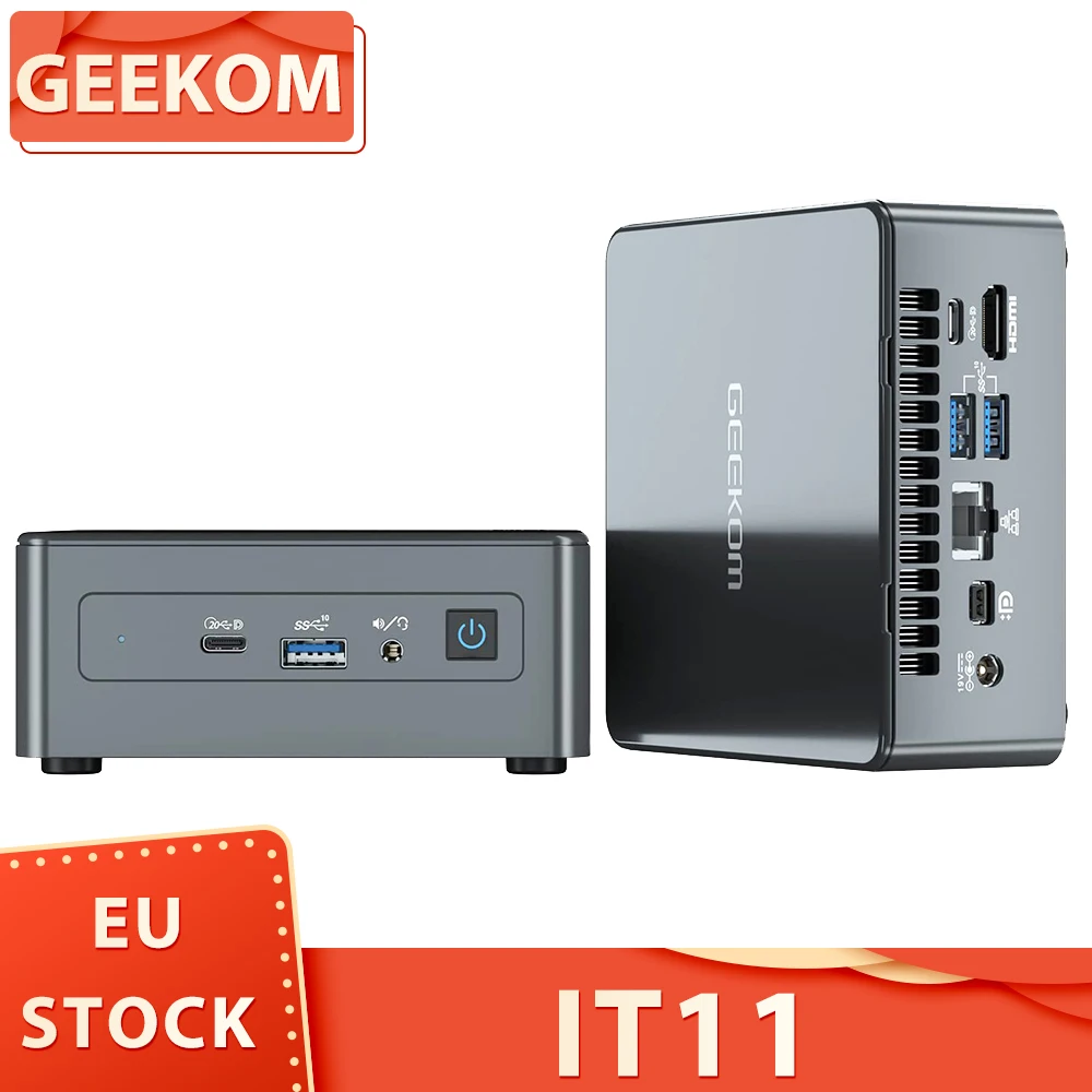 Geekom It11 Mini Pc Intel Core I7-11390H 4 Core Fino A 5.0Ghz 32Gb Ram 1Tb Ssd Wifi 6 Bluetooth 5.2 3 * Usb 3.2 1 * Lettore Di Schede Sd
