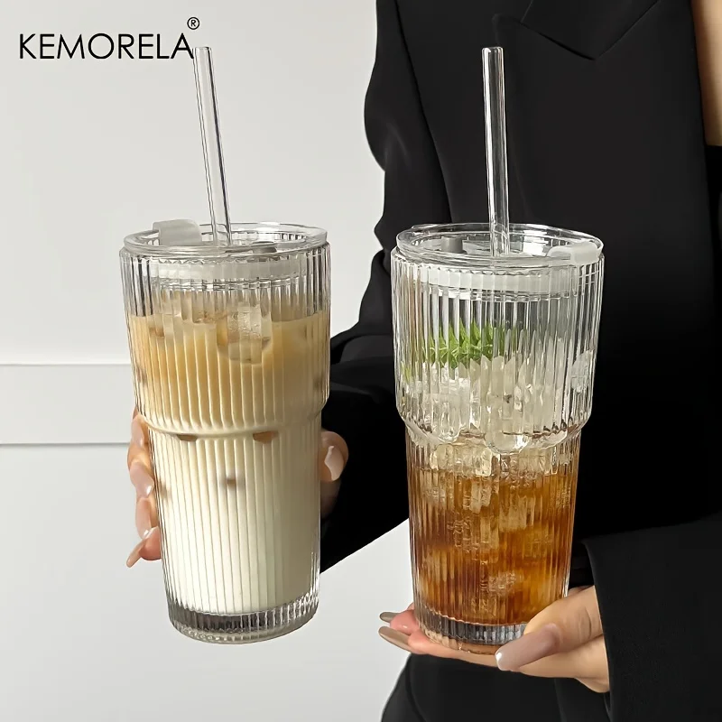 600ml Stripe Glass Cup 1