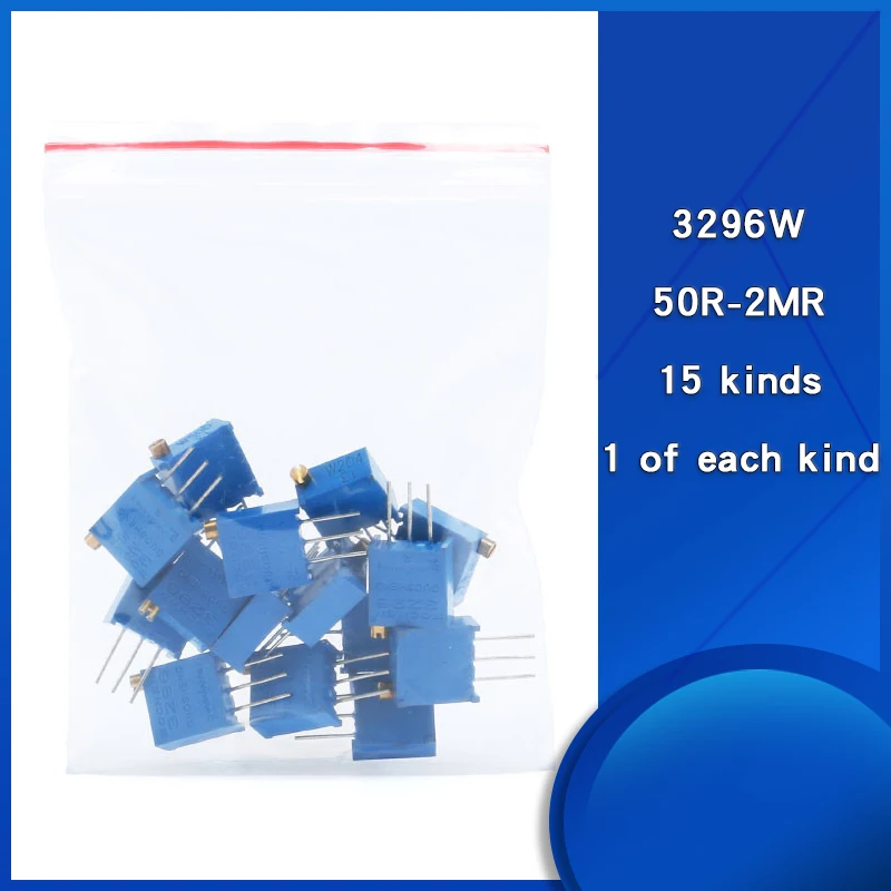 

Component pack 3296W Precision Adjustable Resistor Package 15 kinds of commonly used resistance values, 1 of each type