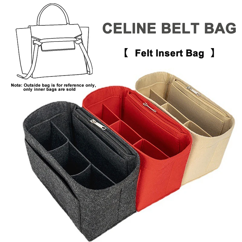 EverToner Felt Insert Bag for Belt Bag Organizer Belt Micro Makeup Handbag Organizer Travel Inner Purse Cosmetic Inside Bags new classic big ball clasp solid wood material wooden purse frame screws inside wood bag handle frame purse accessories