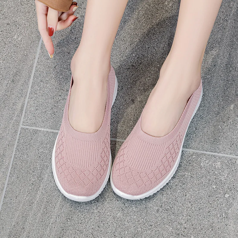 Lefu Women's Shoes Summer Net Eye Elderly Mom Shallow Breathable Large Size Work Driving Shoes 36-42