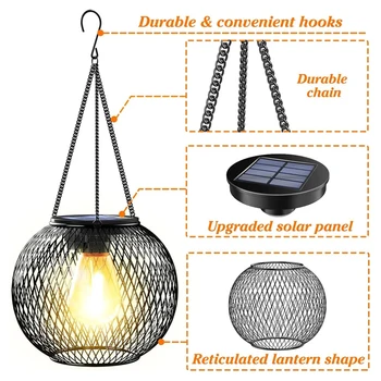 Outdoor solar lamp with waterproof 3000K automatic on/off induction lamp for outdoor decoration hanging holiday.