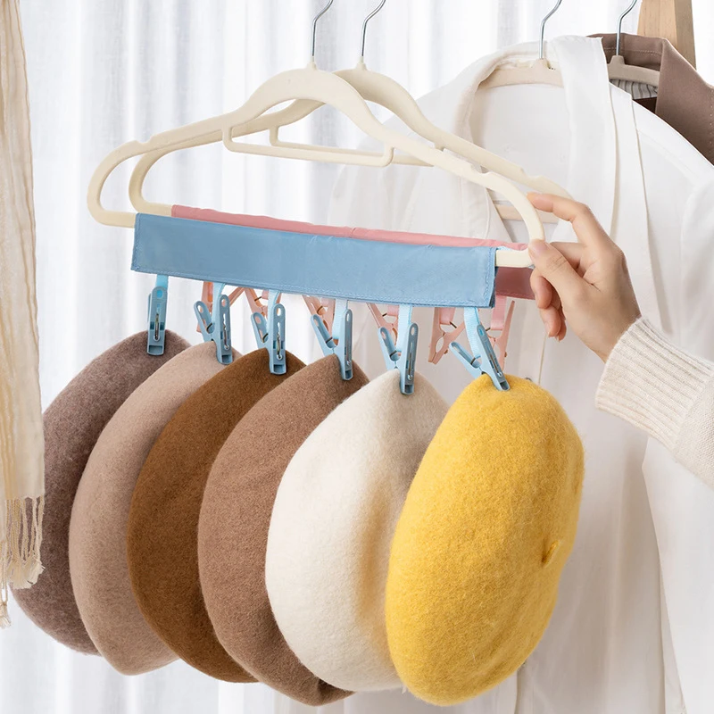 Multifunctional Folding Clothespin Hanger Fabric Clip Drying Hanger Sock Clip Underwear Clip Travel Portable Fabric Hanger 2