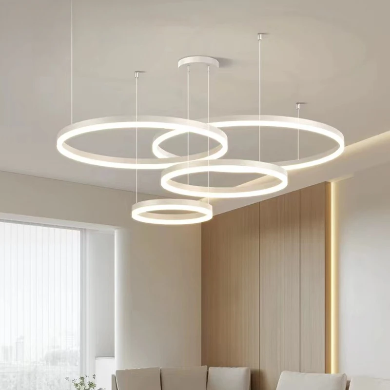 Modern LED Living Room Chandelier White/Gold Ring Ceiling Light led chandelier ceiling chandelier For Dining Room Bedroom Kitchen Lustre Home Indoor Lighting