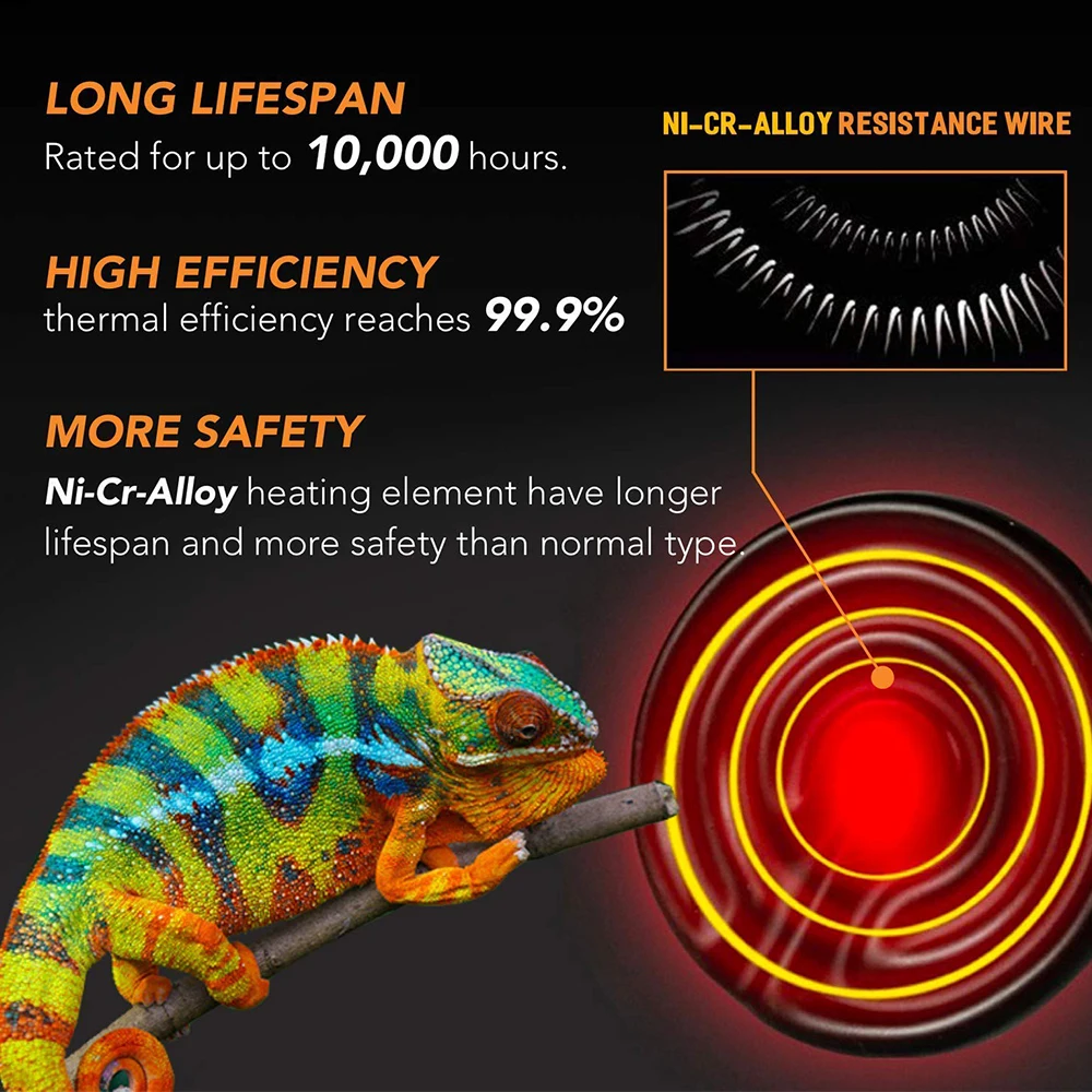 Amphibious Heat Lamp Reptile Pet Heat Lamp Amphibious Lighting Accessories E27 Mini Far Infrared Ceramic