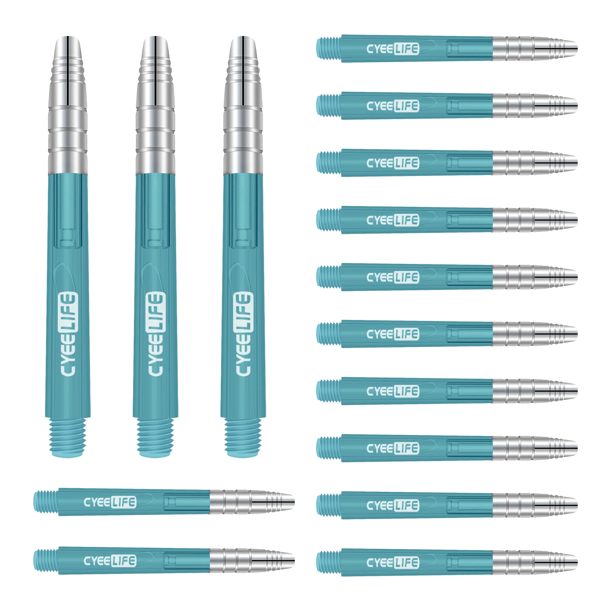 CyeeLife Transparent Alunium-Plastic Dart Shafts 15Packs(5 Sets) 48mm Professional Competition Dart