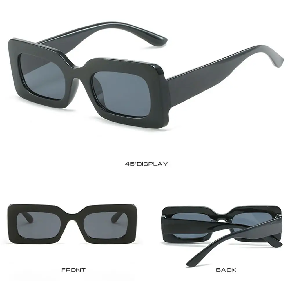Trendy UV400 Protection Square Frame Narrow Female Shades Sunglasses for Women Ladies Eyewear Rectangle Sunglasses