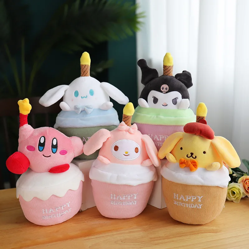 

Sanrio Plush Doll Pachacco Kuromi Cinnamoroll My Melody Kawaii Cake Modeling Musical Candle Plush Toys Kids Birthday Gifts