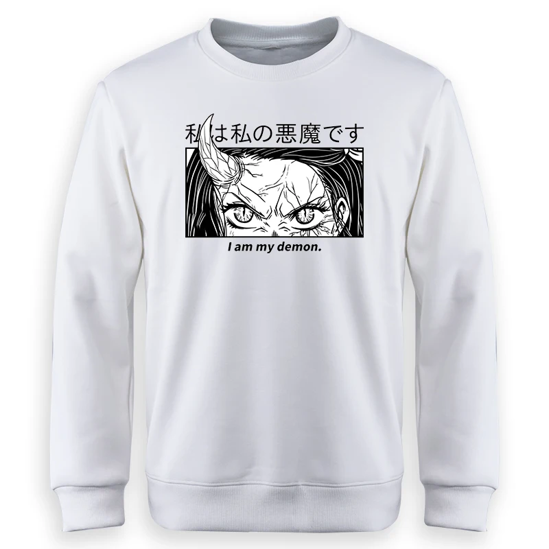 

Demon Slayer Anime Sweatshirts Manga Nezuko Kawaii Graphic Oversized Kimetsu Pullover Fleece Loose Casual Tracksuit Moletom
