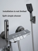 shower Faucet Sets Key Piano Button Bathroom Sets Gun Grey Thermostatic Shower System with Handheld and Body Jet Massage 1