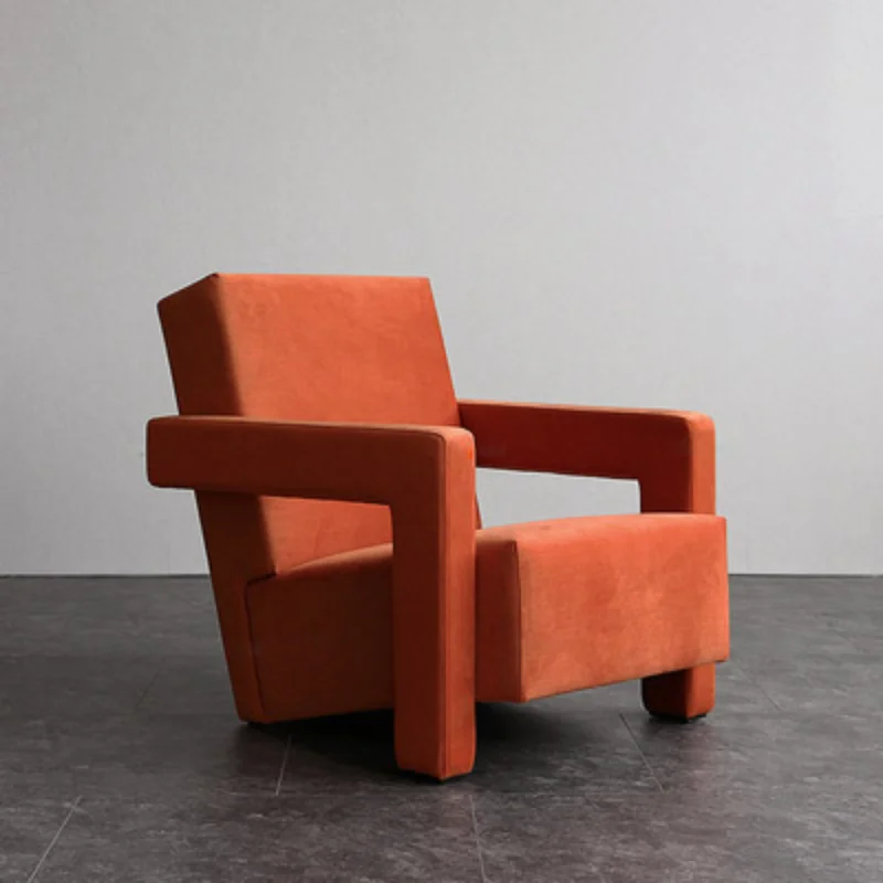 

Кресло для балкона, напольное кресло, подлокотник, диван из массива дерева, красные кожаные стулья, одинарное комнатное кресло для дома, мебель в скандинавском стиле