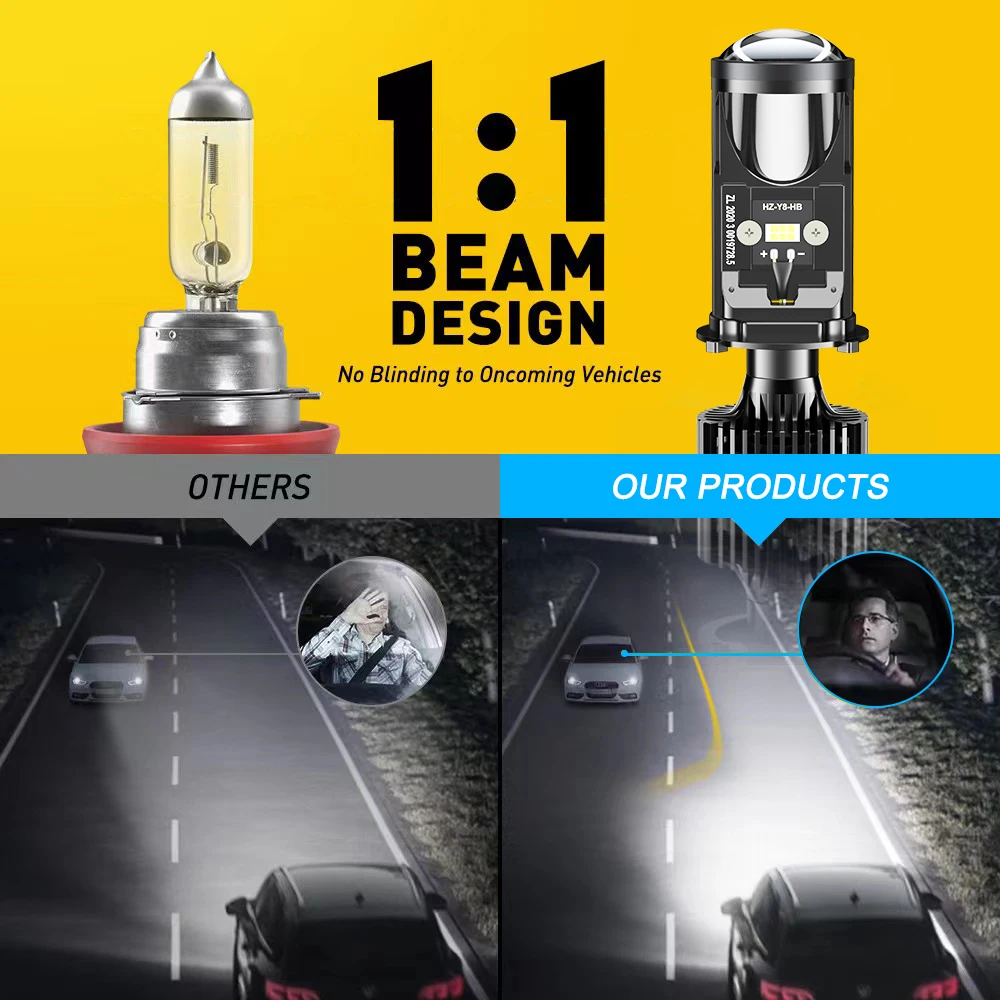 Super Bright Mini Canbus Y6 H4 LED 120W Car Headlight 6500k Lens Auto Lamp H4 12000LM Fog Lights Bulb
