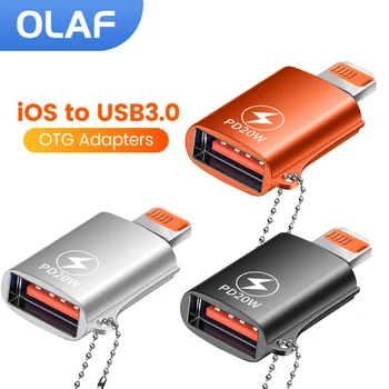 올라프 아이폰 14, 13, 12 프로 아이패드용, U 디스크 조명, 수-USB 3.0 어댑터, 고속 충전, iOS 13 이상