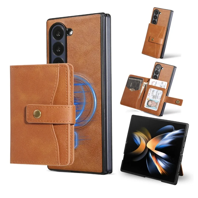 MagSafe Wireless Charging Wallet Card Phone Case For Samsung Galaxy Z Fold 7 6 5 4 3 Fold7 Fold6 Fold5 Flip Purse Holder Cover | Gaffar India