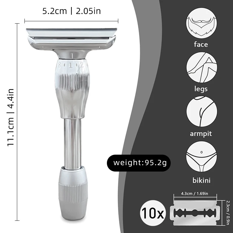 New Design 1-8 Adjustable Safety Shaver For Men High-Quality Double Edged Blade Shaving Razor For Mens Care (5 Blades) 2