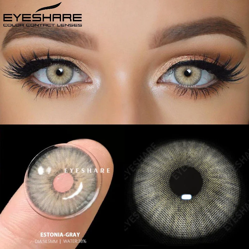 Ojos Marrones Color Gris Lentes De Contacto EYESHARE Par De Lentes