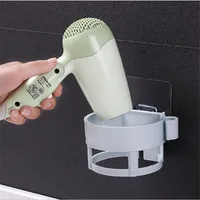 2024 New Abs Hair Dryer Holder Multifunctional Adhesive Hair Drier Organizer Seamless Bathroom Shelves Space Saver Storage Rack 1