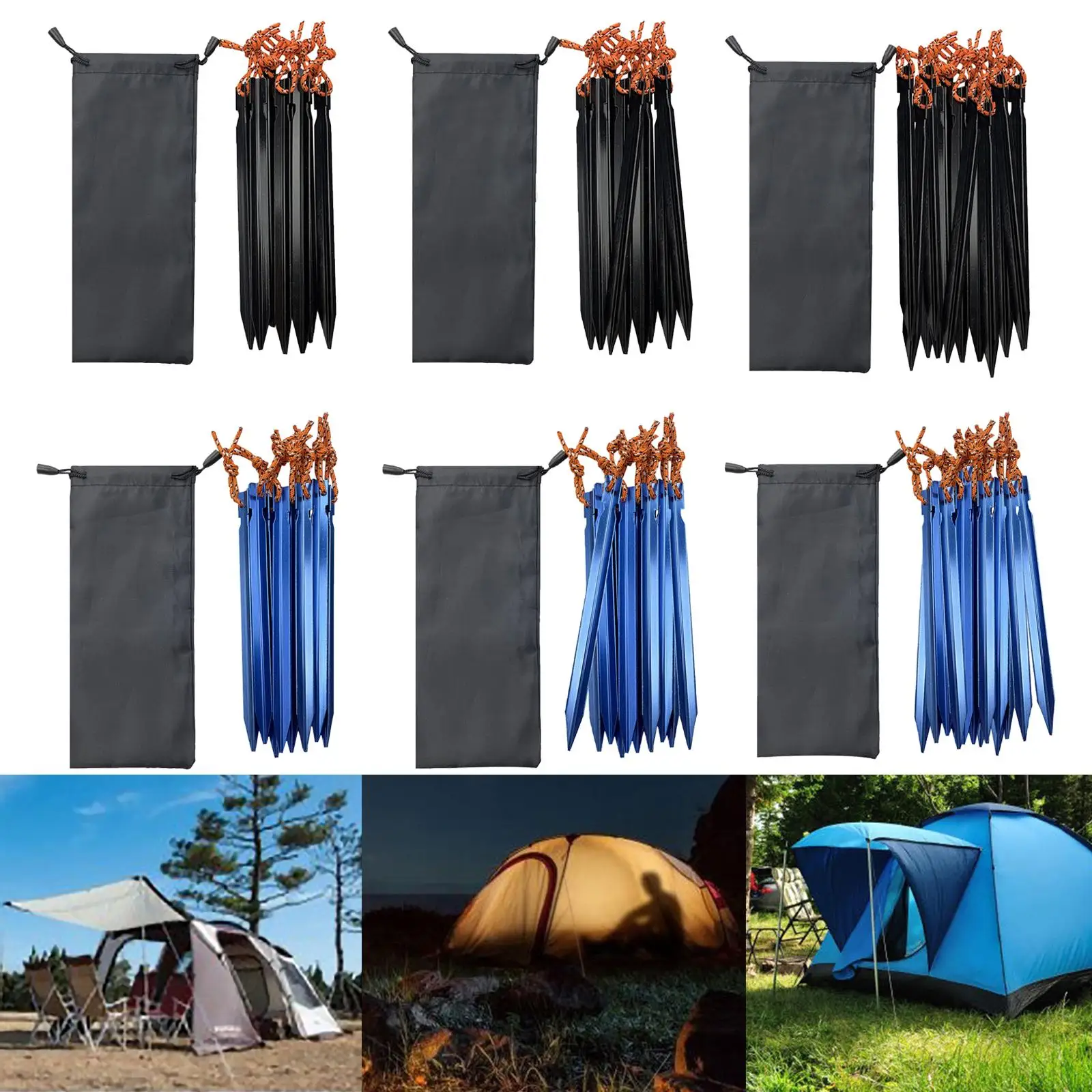 Tent Stakes Unbreakable Aluminum Alloy Metal Stakes for Ground Tarp Pegs Ground Pegs for Outdoor Desert Camping Hiking Awning