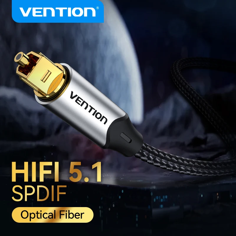 Digital Optical Fiber Cable Vention Digital Optical Fiber Cable Toslink SPDIF Coaxial Cable for Amplifiers Player Xbox PS5 Soundbar Optic Audio