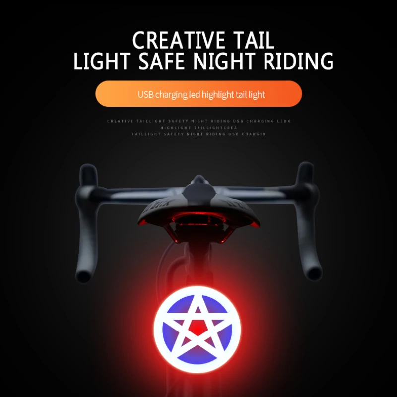 

New Heart Shape LED Bike Light USB Rechargeable Rear Light Waterproof MTB Taillight 5 Mode Cycling Night Safety Warning