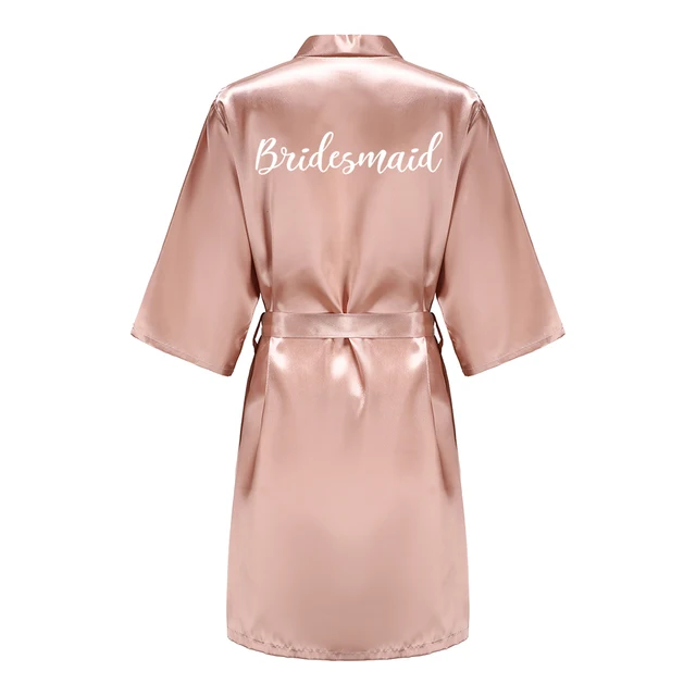Robes de demoiselle d'honneur de mariée pour femmes, cadeaux de fête de mariée, robe d'équipe, vêtements de nuit en Satin de soie, Kimono, peignoir d'été Sexy