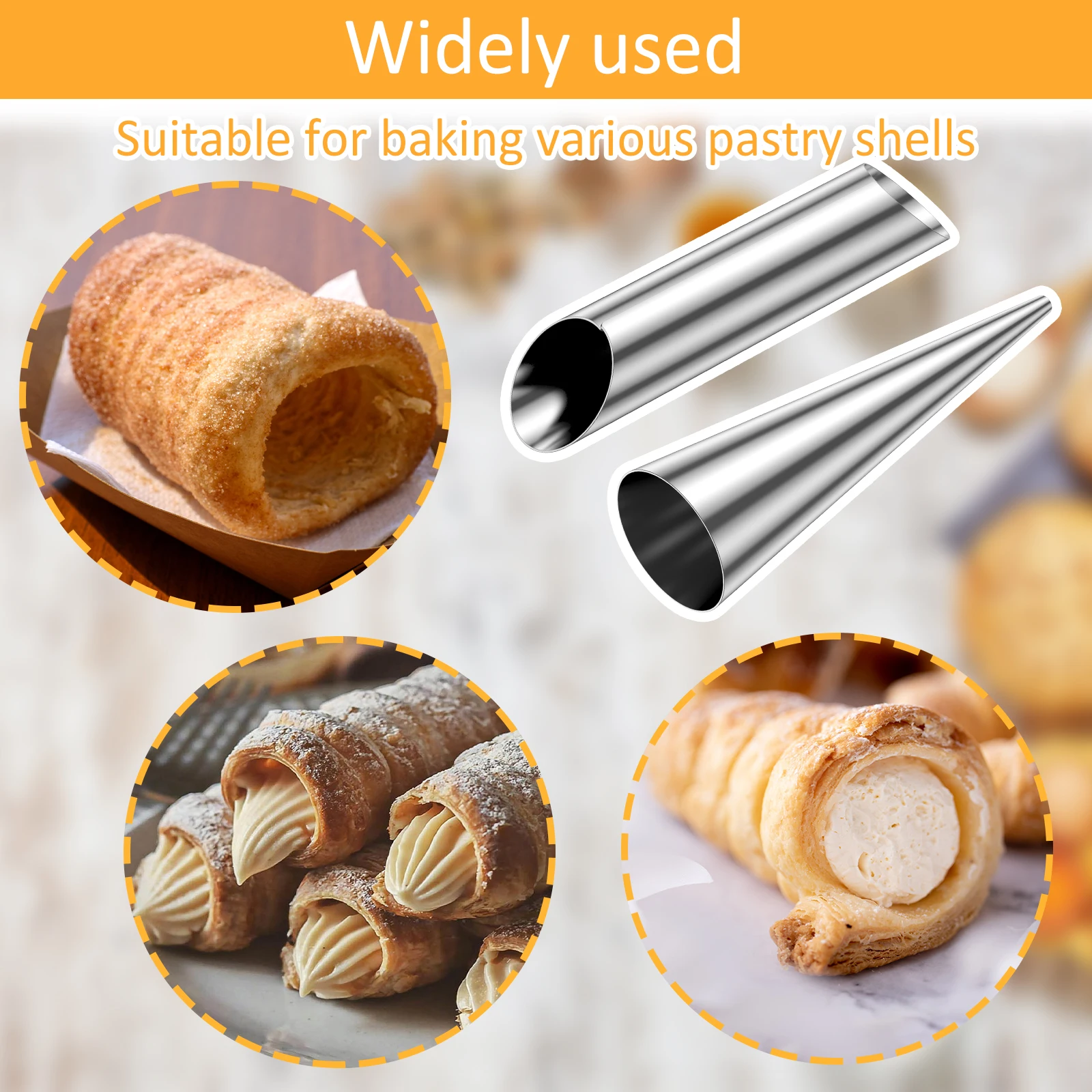 20/30Pcs Cannoli Tubes Stainless Steel Cream Horn Mold Non-Stick Cannoli Forms Conical Tube Cone Dessert Pastry Roll Baking Tool
