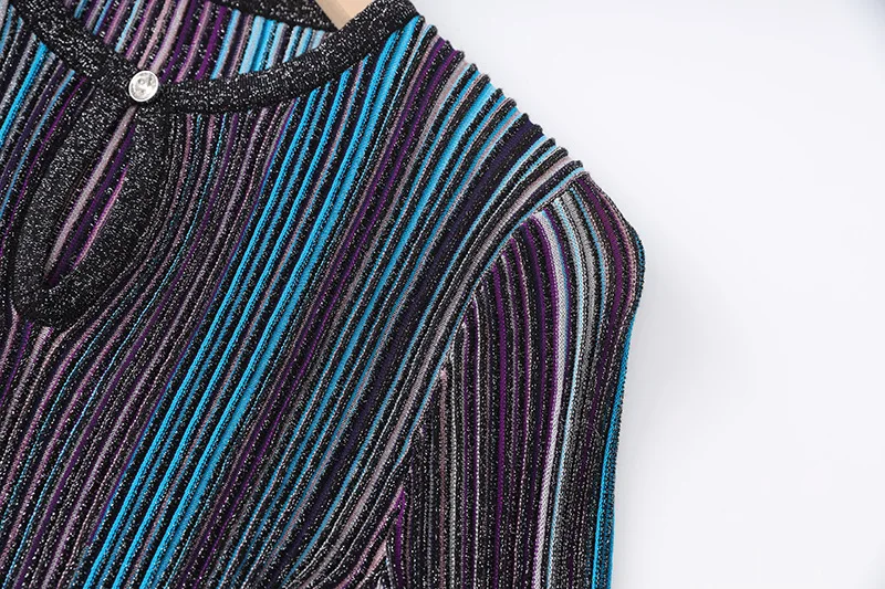 Knitted 2 Piece Set Female Long Sleeve Button Design Multicolour Splicing Pullover Bodycon Skirt Autumn Gentle Chic Suits S24abfce9657b435d8aba567e9bd93de42