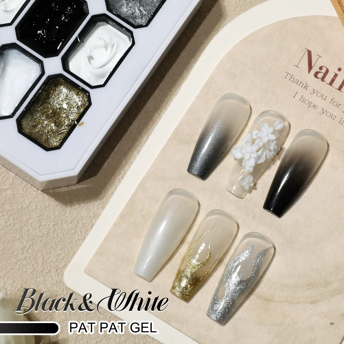 1pc black and white solid nail polish gel patting gel gypsum gel Y2K solid color shiny luster long-lasting DIY home salon ﻿ - 5