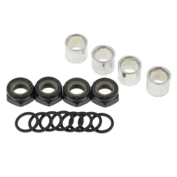 16-Piece Longboard Hardware Set - Spacers, Washers, Screws, and Mounting Bolts for Skateboard Accessories (Black)