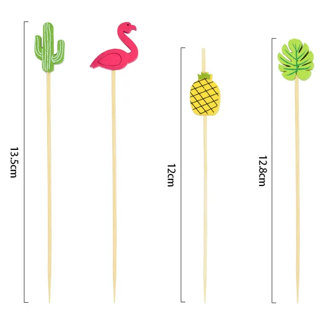 100Db Nyári Saláta Gyümölcs Villa Trópusi Parti Kaktusz Üvegflamingó Dekorációk Bár Desszert Koktél Bambusz Bot Hawaii Dekoráció - Image 6