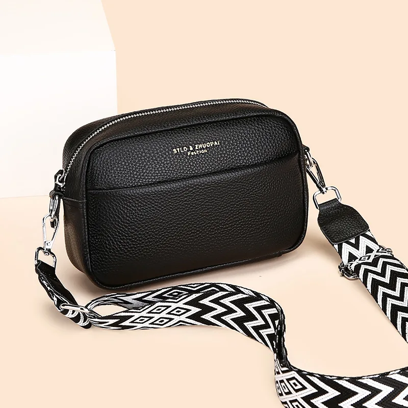 

Genuine Leather Women's Bag 2023 New Fashion Simple One Shoulder Crossbody Bag Top Layer Cowhide Small Square Bag