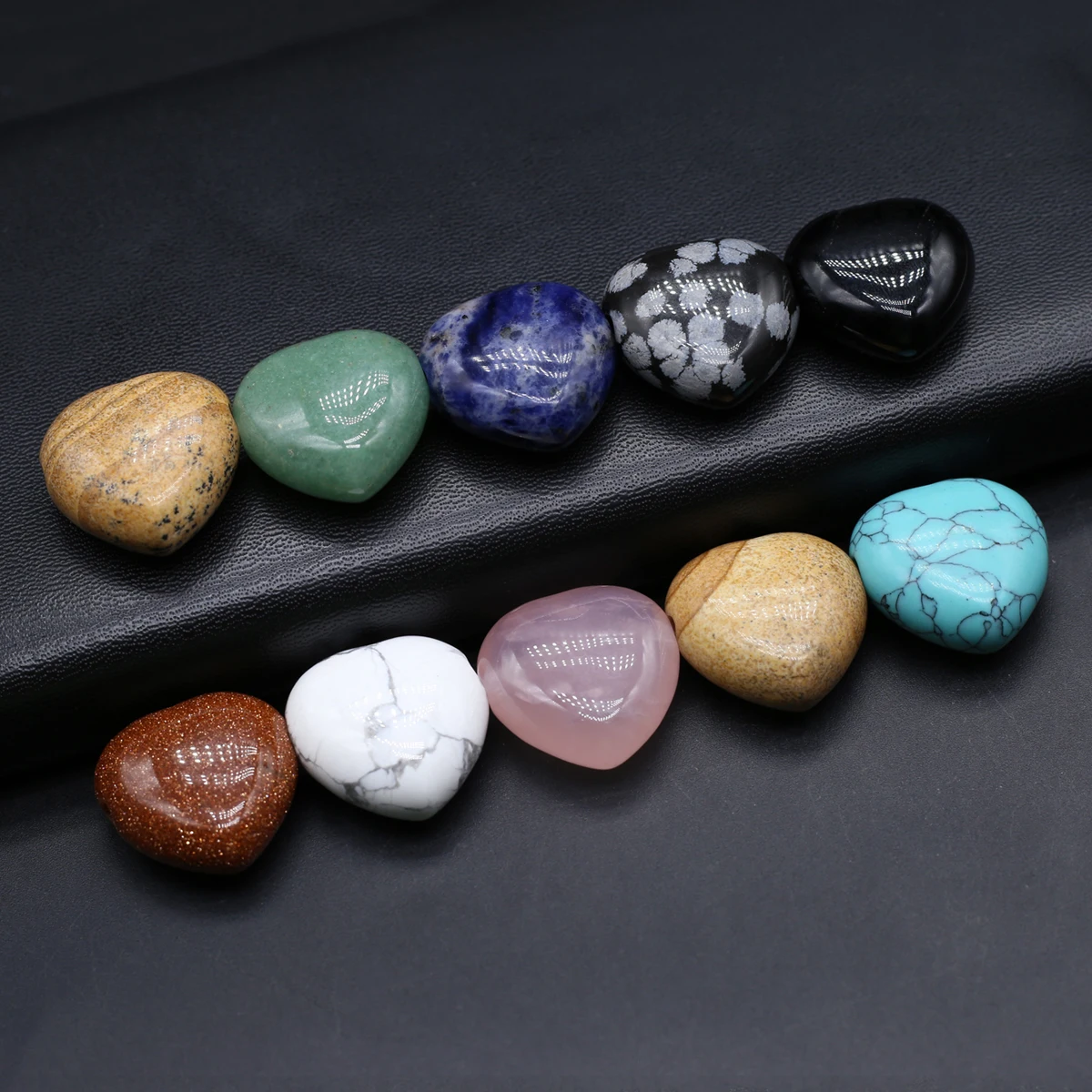 10PCS Wholesale Natural Semi precious Stone Sweet Heart shaped Pendant Jewelry Making DIY Necklace Bracelet Accessories Gift