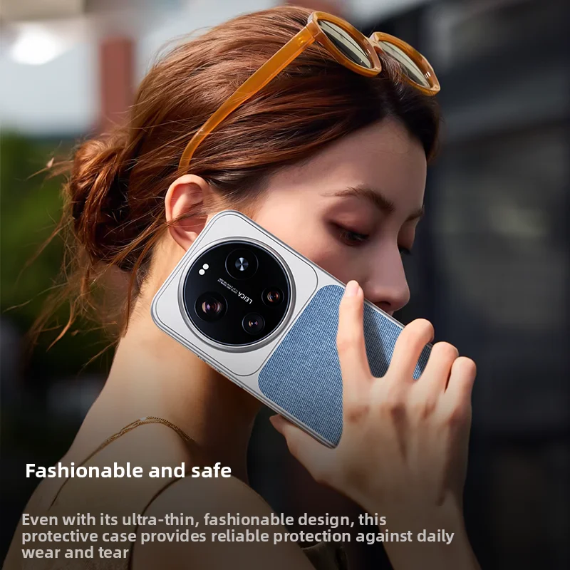 Luxury Leather Denim Style Magnetic Phone Cover with Wireless Charging Capability