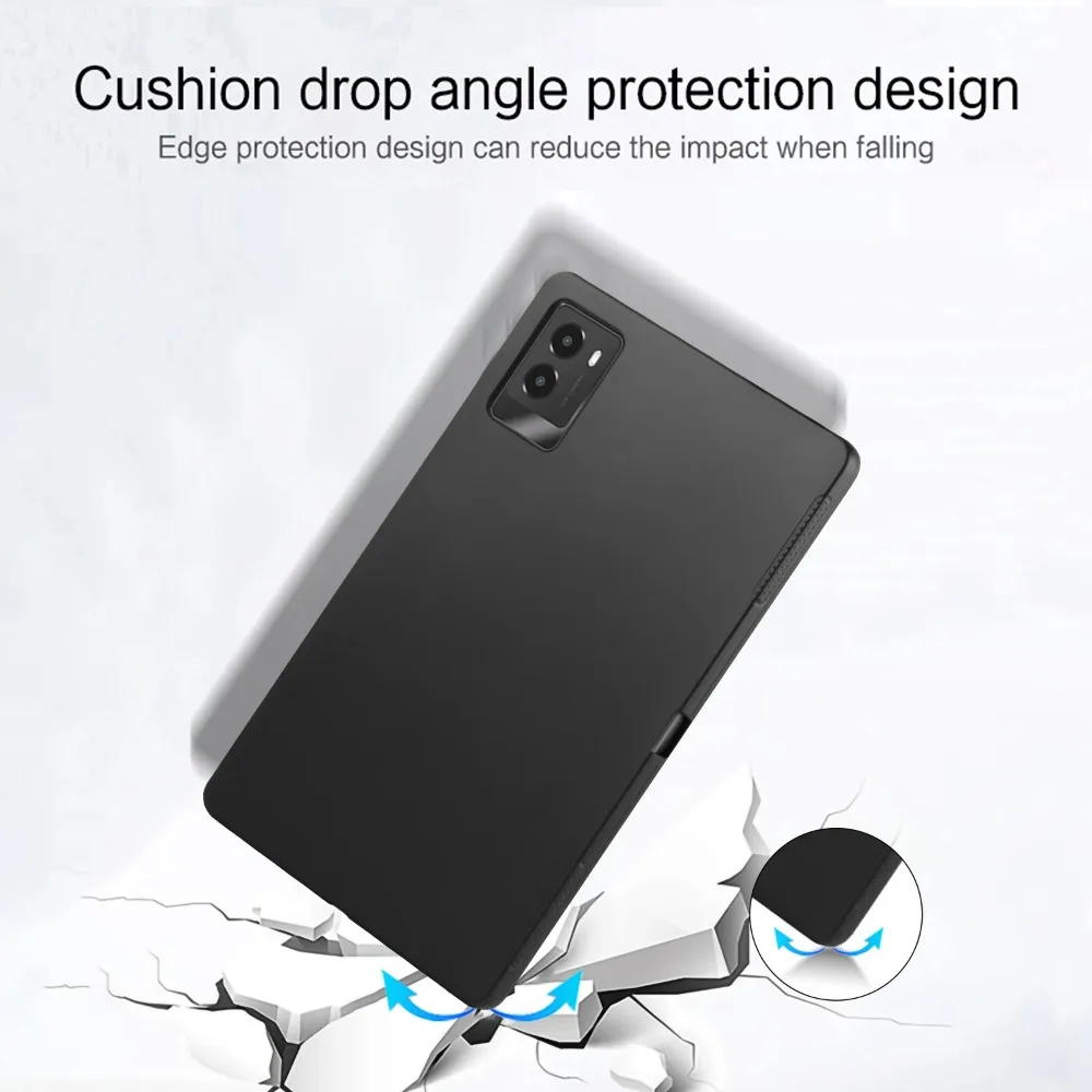Enhanced Shockproof Black Silicone Tablet Case - 8.8 Inch TPU Protective Back Cover