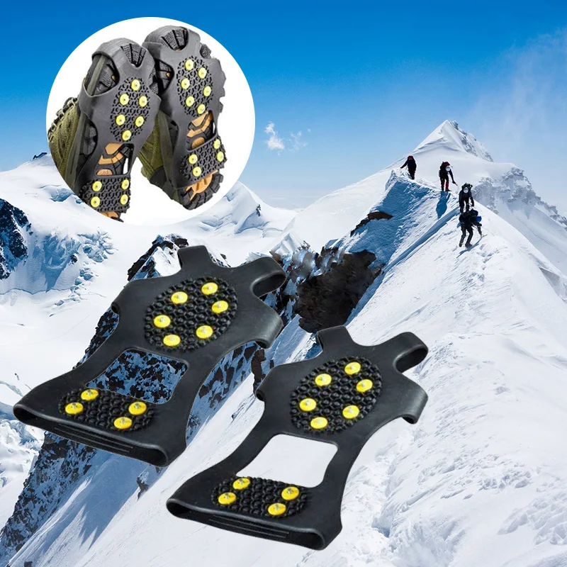 Ice Gripper Spike 1Pair 10 Studs Anti-Skid Snow Ice Gripper Climbing Shoe Spikes Grips Cleats Overshoes Crampons Spike Shoes Crampon S/M/L ice gripper spike climbing crampons