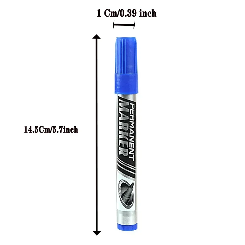 10PCS Permanent Marker Pens, Quick-drying Colors Marker Pens, Non-Fading & Quick-Drying for Wood, Glass, Metal (Black Blue Red) 4