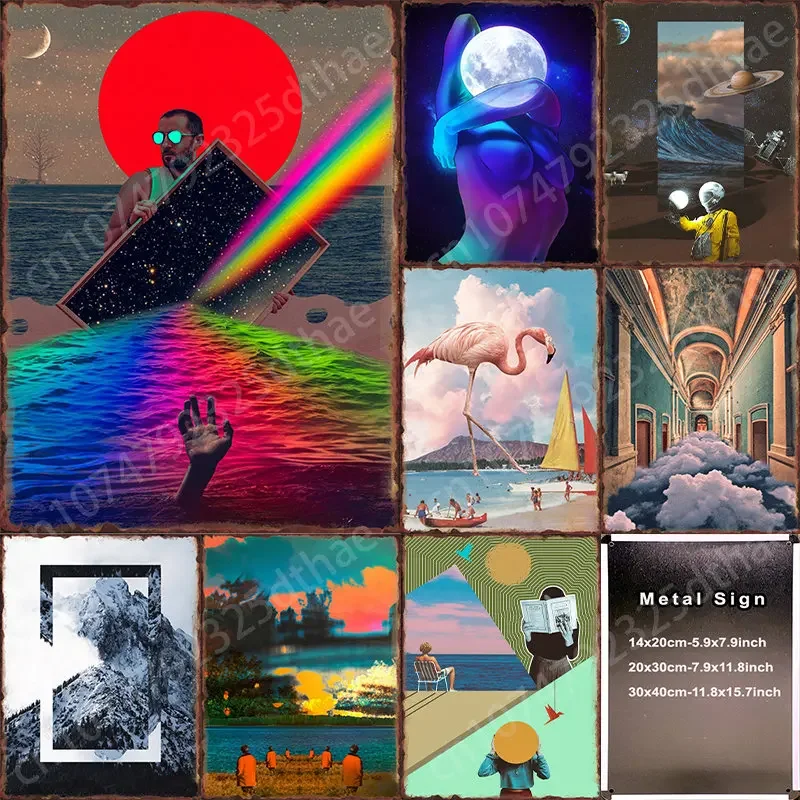 

Surrealism Metal Tin Sign Classic Artwork Posters Painting Wall Decor Art Picture for Living Room Party Home Decoration Plaques