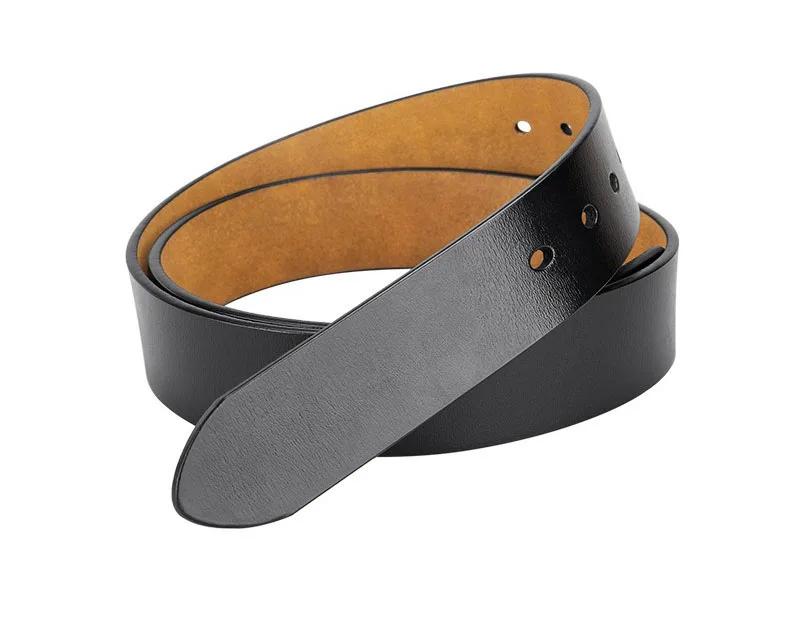 Ohne Schnalle 3,8cm Breiter Rindsleder Echtleder-Gürtel Unisex Ohne Dornschließe Taillengürtel Herren Schwarz Braun Gürtelband – Detail 2