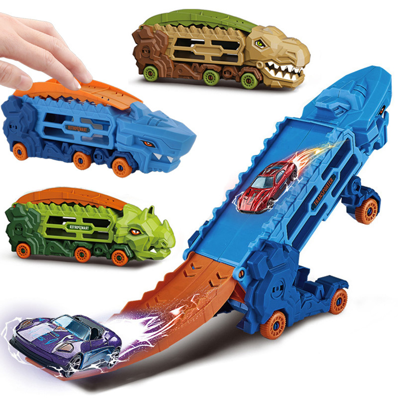 Mini City Dinosaur Ultimate Hauler Track Toy Transport Morphed Track Ejection Model Alloy Car Toddler Toy Gift for Kid Boy