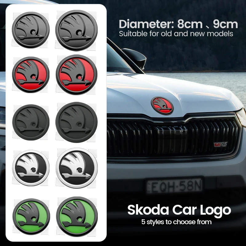 ABS 80/90mm Car Front Hood Badge Emblem Trunk Sticker For Skoda