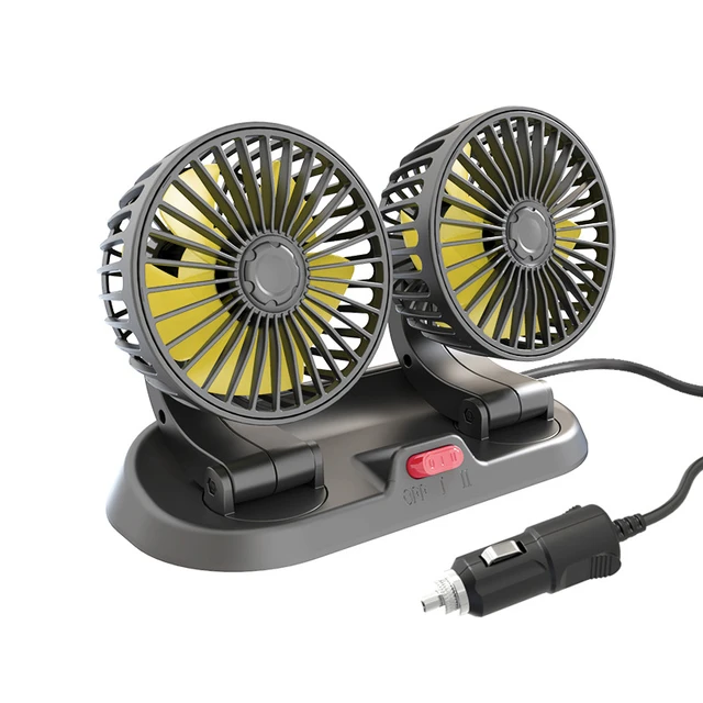 F410 Auto Doppel Kopf Folding Fan Rotierenden Auto Zirkulation Fan 5V/12V/24V  Tragbare Cab lüfter 2-speed Einstellung - AliExpress