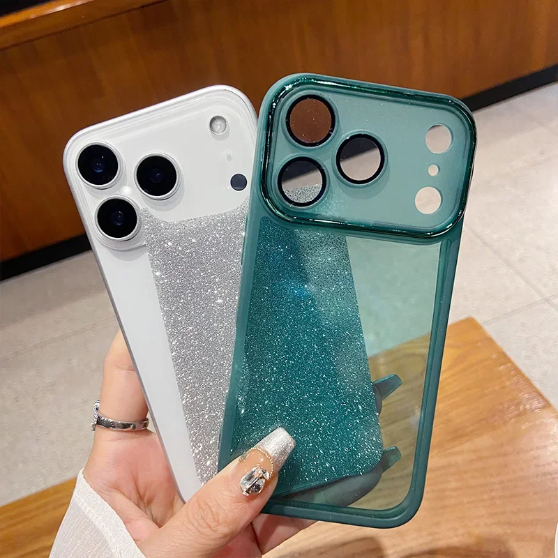 Modische Glitzer-Farbverlaufshülle für iPhone 17 Pro Max Air 16 15 14 13 12, weiche Silikon-Linsenfolie, vollständige, stoßfeste Abdeckung – Detail 4