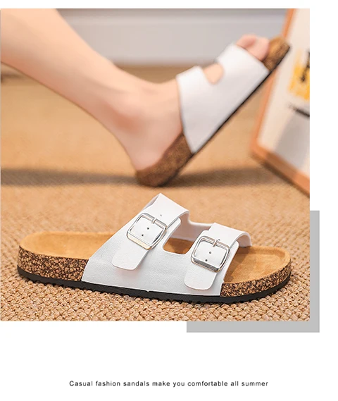 New Leather Birkenstock Cork Flip-flops Male Couple Retro Summer Wear Muller Slippers Fashion Casual Beach Sandals Size 36-46