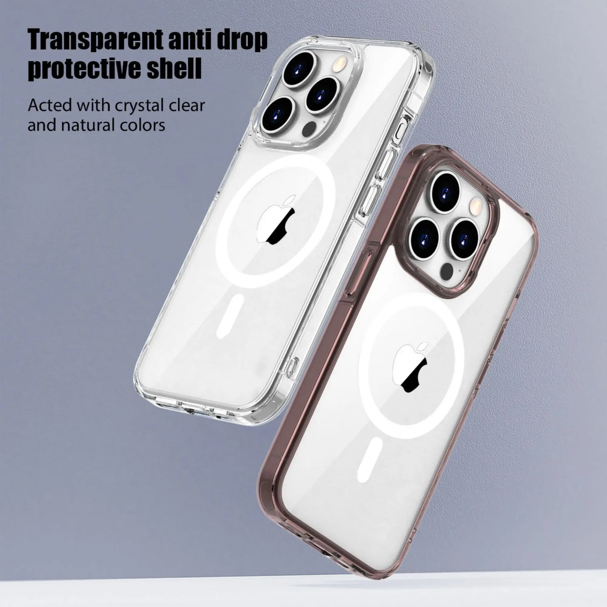 IPAKY for iPhone 15 Magnetic Case 15 Pro Plus HD Clear Anti-yellow Shockproof Charging Case Cover for iPhone 15 Pro Max Case
