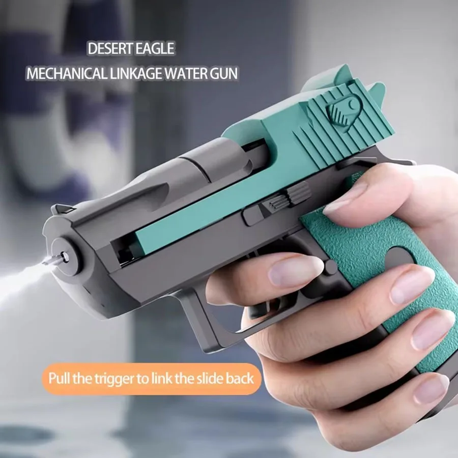 Water Guns Kids Summer Mini Desert Eagle Mechanical Continuous Firing Water Gun Small Pistol Outdoor Beach Pool Toys Shoot Water Guns Gifts