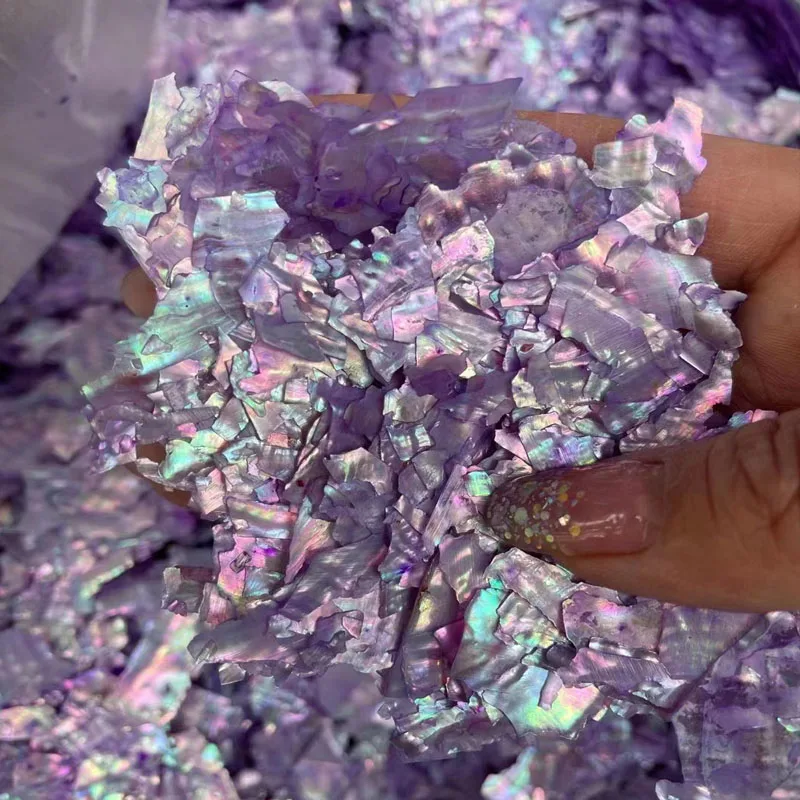 20g/Pack Nail Art Accessories Natural Abalone Shell Design Art Ornaments Irregular Holographic Nail Glitter Slices 3D Decals