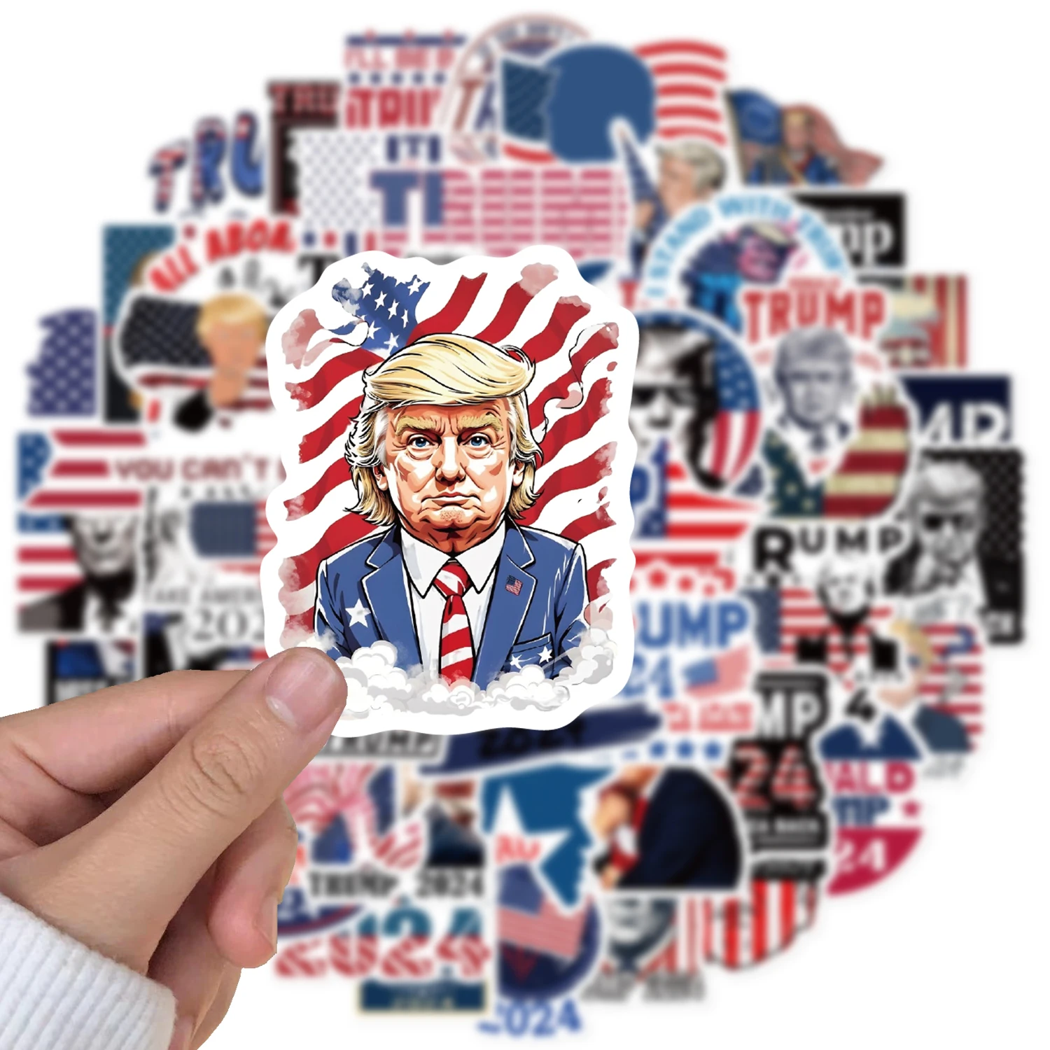 50PCS Funny Cartoon Trump Stickers Decorative DIY Phone Computer Laptop Motorcycle Waterproof Graffiti Creative Sticker Packs