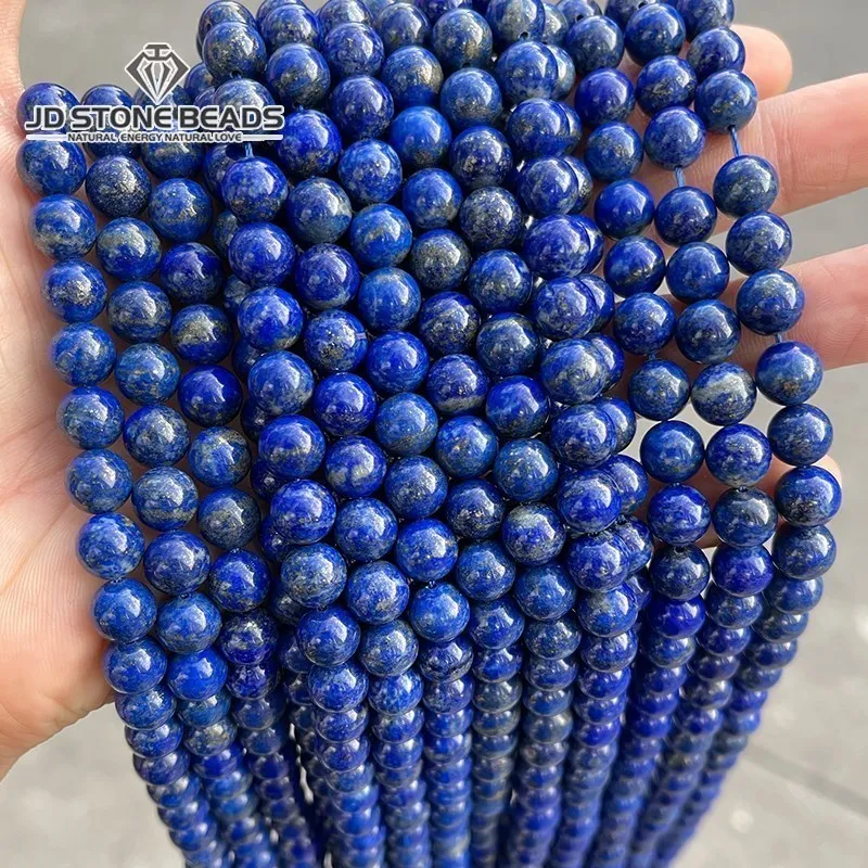 5A Natural Stone Lapis Lazuli Round Loose Spacer Beads 15 Strand 4 6 8 10 MM Pick Size For Jewelry Making Necklace Bracelet DIY natural hetian white jade beads round loose spacer 6 8 10mm pick size for jewelry making diy necklace bracelet accessories